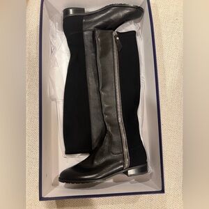 Stuart Weitzman tall black boots with silver zipper
